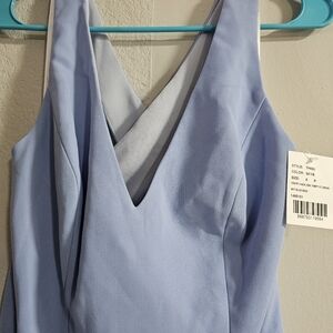 NWT CRISS-CROSS CUTOUT BACK MAXI DRESS WITH FRONT SLIT IN SKY BLUE SIZE 8R.